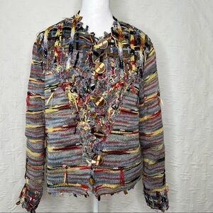 ! Sandy Starkman Women's  Multi Color Button Down Sweater Knitted Jacket